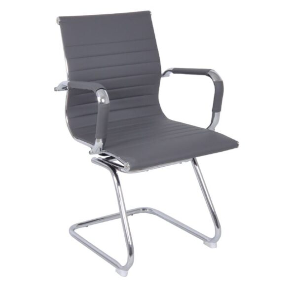 BF3300V Πολυθρόνα Γραφείου Επισκέπτη, Μέταλλο Βάση Χρώμιο PU Γκρι 55x60x91cm - Image 7