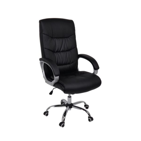 BF6400 Πολυθρόνα Διευθυντή Μέταλλο Χρώμιο, PU Μαύρο 64x66x110/118cm - Image 7