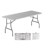 BLOW-R Τραπέζι Συνεδρίου - Catering Πτυσσόμενο (Βαλίτσα), Μέταλλο Γκρι, HDPE Άσπρο 40mm 180x75x74cm - Image 5