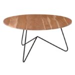 BORAL-W Τραπεζάκι Σαλονιού Καθιστικού, Μέταλλο Βαφή Μαύρο, Ξύλο Ακακία Φυσικό Φ80cm H.40cm - Image 5