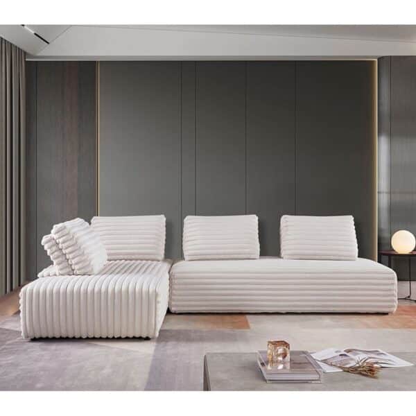 BRISTOL Καναπές Σαλονιού Καθιστικού Πολυμορφικός, Τεχνητή Γούνα Άσπρο 318x212x106  H.89cm - Image 11