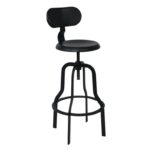 BRUNO Σκαμπό BAR με Πλάτη, Μέταλλο Βαφή Μαύρο, Ύψος Ρυθμιζόμενο, Περιστρεφόμενο 43x50x67/91-82/106cm - Image 7