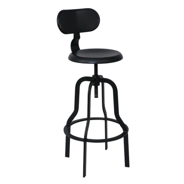 BRUNO Σκαμπό BAR με Πλάτη, Μέταλλο Βαφή Μαύρο, Ύψος Ρυθμιζόμενο, Περιστρεφόμενο 43x50x67/91-82/106cm - Image 7