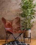 BUTTERFLY ΠΟΛΥΘΡΟΝΑ ΔΕΡΜΑ ΑΓΕΛΑΔΟΣ COGNAC ΜΕΤΑΛΛΟ ΜΑΥΡΟ - Image 3