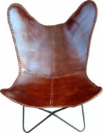 BUTTERFLY ΠΟΛΥΘΡΟΝΑ ΔΕΡΜΑ ΑΓΕΛΑΔΟΣ COGNAC ΜΕΤΑΛΛΟ ΜΑΥΡΟ - Image 2