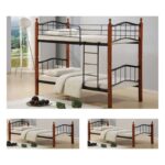 BUTTON Κρεβάτι Κουκέτα Μέταλλο Βαφή Μαύρο, Ξύλο Καρυδί 98x210x159 για Στρώμα 90x200cm - Image 7