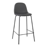 CELINA Σκαμπό BAR με Πλάτη, Κάθισμα H.67cm, Μέταλλο Βαφή Μαύρο, Pvc Γκρι 47x48x67/95cm - Image 13