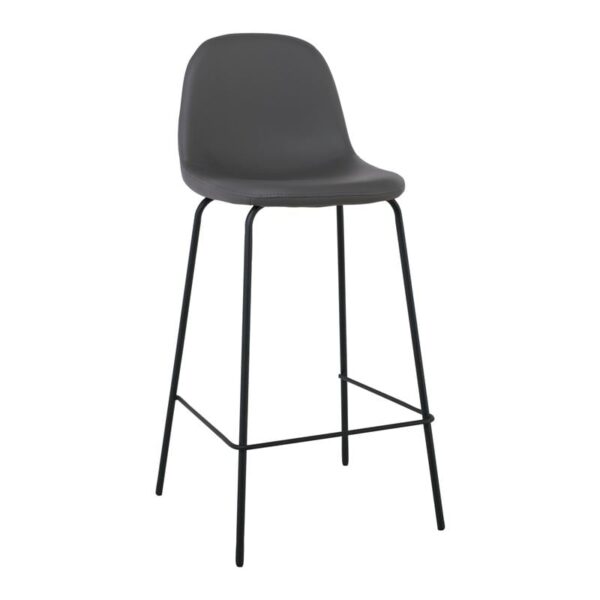 CELINA Σκαμπό BAR με Πλάτη, Κάθισμα H.67cm, Μέταλλο Βαφή Μαύρο, Pvc Γκρι 47x48x67/95cm - Image 13