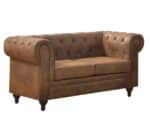 CHESTERFIELD York Kαναπές 2Θέσιος Σαλονιού - Καθιστικού, Ύφασμα Απόχρωση Καφέ Camel 150x82x77cm - Image 7