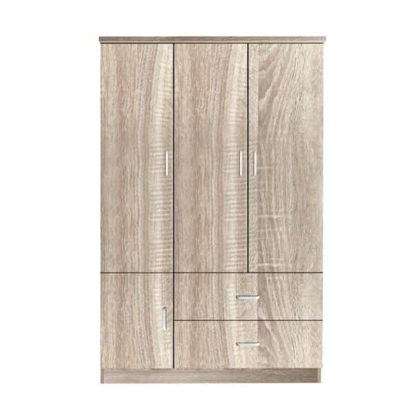 CLOSET Ντουλάπα Τετράφυλλη, 5 Ράφια, 2 Συρτάρια, Θέσεις για Κρεμάστρες, Απόχρωση Sonoma 120x50x180cm - Image 5