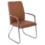 COLLET Πολυθρόνα Γραφείου Επισκέπτη Μέταλλο Χρώμιο, Pu Καφέ 54x60x96cm - Image 13