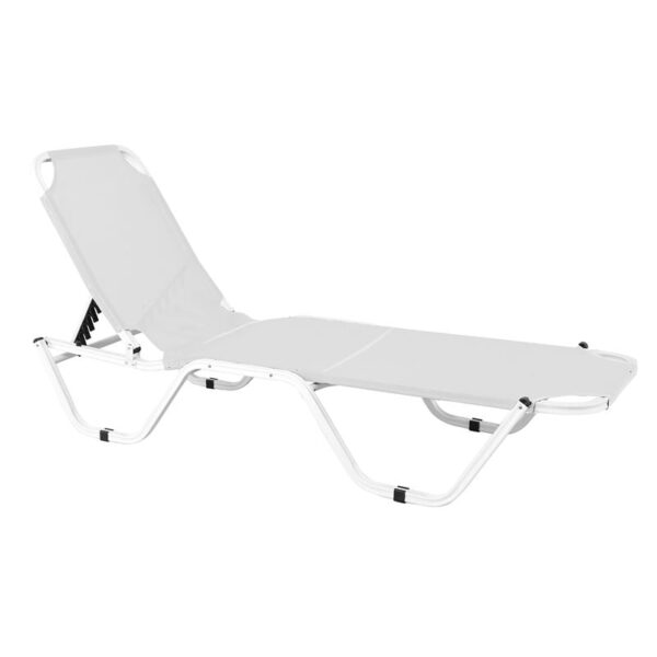 CRETA Ξαπλώστρα Αλουμινίου Άσπρο, Textilene Άσπρο, Στοιβαζόμενη 60x197x30cm Προφίλ 25x25x1,5mm - Image 5