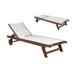 CRICKET Ξαπλώστρα Ξύλο Acacia Καρυδί, Textilene Άσπρο 66x195x30cm - Image 7