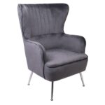 CROMA Πολυθρόνα - Μπερζέρα Σαλονιού - Καθιστικού, Ύφασμα Γκρι Velure 76x80x104cm - Image 13