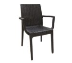 DAFNE Πολυθρόνα Τραπεζαρίας Κήπου Στοιβαζόμενη, PP Rattan Look UV Protection, Καφέ 54x55x85cm - Image 13