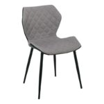 DAVID Καρέκλα Τραπεζαρίας Κουζίνας, Μέταλλο Βαφή Μαύρο PU Μαύρο, Ύφασμα Cappuccino 48x51x78cm - Image 13