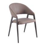 DELI Πολυθρόνα Μέταλλο Βαφή Μαύρο, Pu Cappuccino 52x62x83cm - Image 11