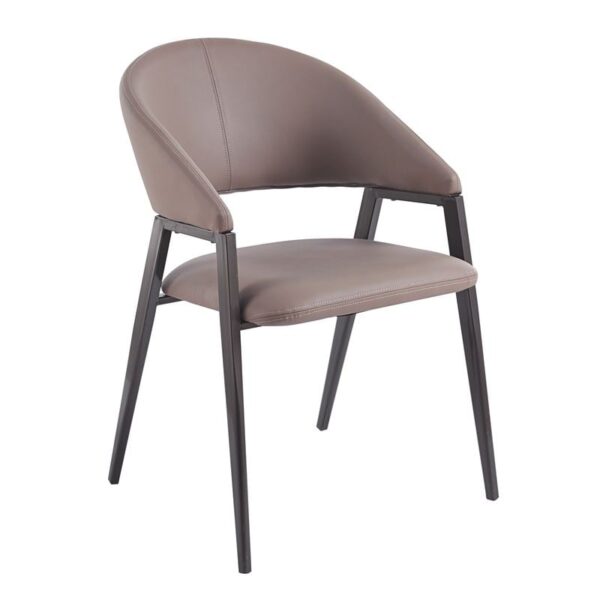 DELI Πολυθρόνα Μέταλλο Βαφή Μαύρο, Pu Cappuccino 52x62x83cm - Image 11