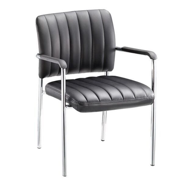 DENIM Πολυθρόνα Γραφείου Επισκέπτη Χρώμιο, Pu Μαύρο 57x60x83cm - Image 9