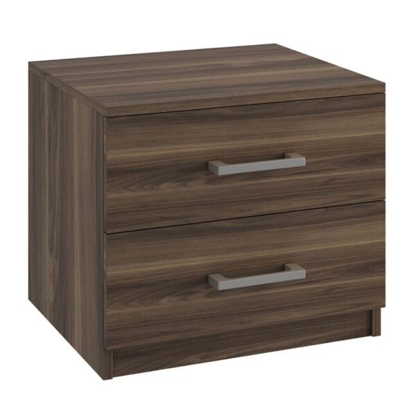 LIFE-W Κομοδίνο με 2 Συρτάρια, Απόχρωση Καρυδί 48x40x41cm - Image 4