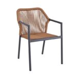 DINA Πολυθρόνα Βεράντας-Κήπου ALU Ανθρακί, Rope Wicker Φυσικό, Στοιβαζόμενη 56x60x84cm - Image 13