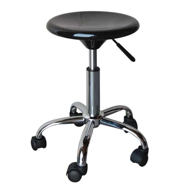 GLORY Σκαμπό, Βάση Χρώμιο, ABS Μαύρο, Ρυθμιζόμενο Ύψος, Περιστρεφόμενο, Τροχήλατο Φ32 H.45/57cm - Image 10