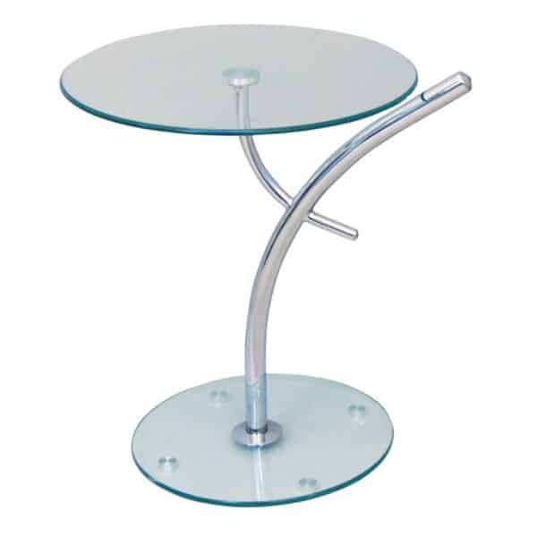 RAVEL Τραπεζάκι Βοηθητικό Χρώμιο - Γυαλί Clear Tempered Φ50cm H.58cm - Image 11