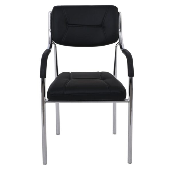 ALPHA Πολυθρόνα Γραφείου Επισκέπτη, Χρώμιο, Pu Μαύρο 52x58x87cm - Image 28