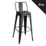 RELIX Σκαμπό Bar-Pro με Πλάτη, Μέταλλο Βαφή Antique Black 43x43x76/100cm - Image 11