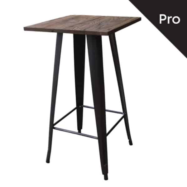 RELIX Wood Τραπέζι Bar-Pro, Μέταλλο Βαφή Antique Black, Απόχρωση Ξύλου Dark Oak 60x60x102cm - Image 8