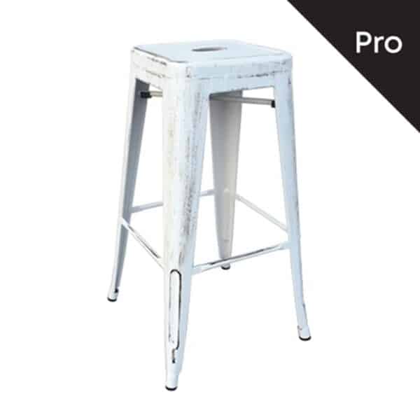 RELIX Σκαμπό Bar-Pro, Στοιβαζόμενο, Μέταλλο Βαφή Antique White 43x43 H.76cm - Image 11