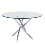 POSTO Τραπέζι Ροτόντα Τραπεζαρίας-Κουζίνας, Χρώμιο με Γυαλί 10mm Φ120 H.73cm - Image 2