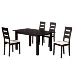 MILLER Set Τραπεζαρία Κουζίνας Ξύλινη Επεκτεινόμενο Τραπέζι + 4 Καρέκλες Σκ.Καρυδί-PVC Εκρού Table120+30x80x74Chair45x52x97 - Image 8