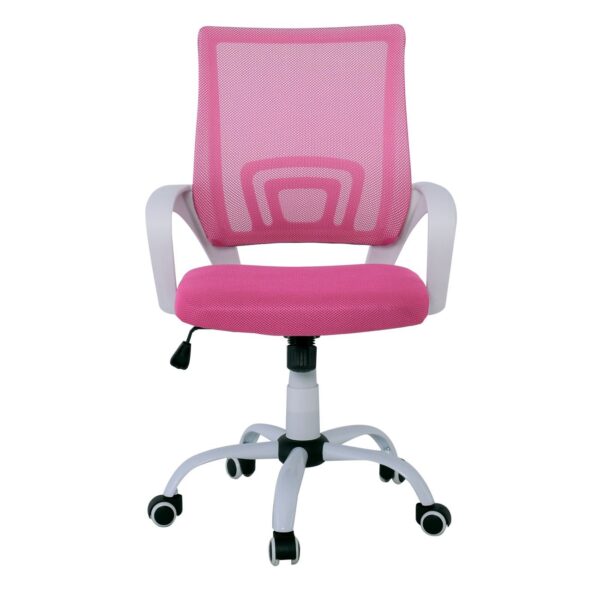 BF2101-S Πολυθρόνα-Pro Γραφείου με Ανάκλιση, Βάση Μέταλλο Βαφή Άσπρο, Ροζ Mesh 57x53x86/96cm - Image 18