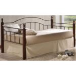 VINCENT Daybed Κρεβάτι Μονό Μέταλλο Βαφή Μαύρο, Ξύλο Καρυδί 98x201x99cm για Στρώμα 90x190 - Image 6