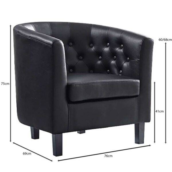 BOGA Button Πολυθρόνα Σαλονιού Καθιστικού, Pvc Μαύρο 76x69x75cm - Image 12