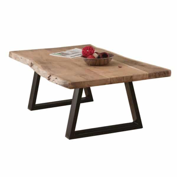 LIZARD Τραπεζάκι Σαλονιού Καθιστικού, Μέταλλο Βαφή Μαύρο, Ξύλο Ακακία Φυσικό 115x65x40cm - Image 6