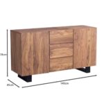 NELSON Μπουφές Τραπεζαρίας Μέταλλο Βαφή Μαύρο, Ξύλο Ακακία Φυσικό 140x45x78cm - Image 7