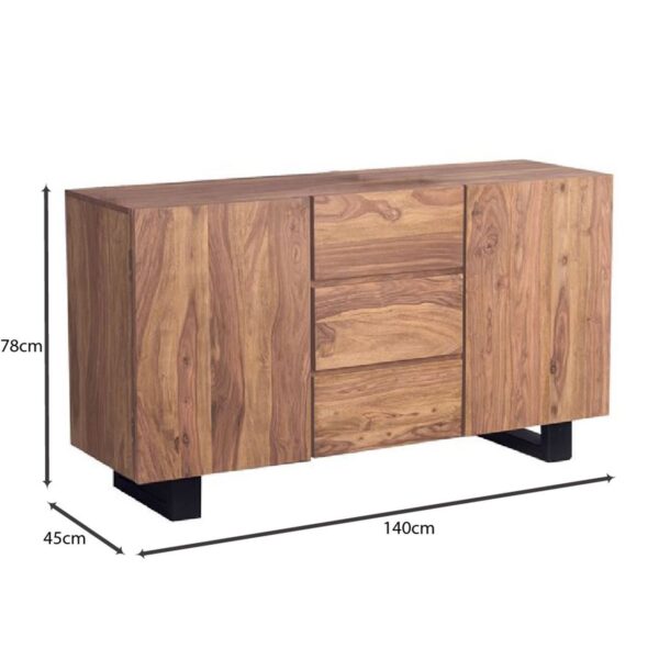 NELSON Μπουφές Τραπεζαρίας Μέταλλο Βαφή Μαύρο, Ξύλο Ακακία Φυσικό 140x45x78cm - Image 7