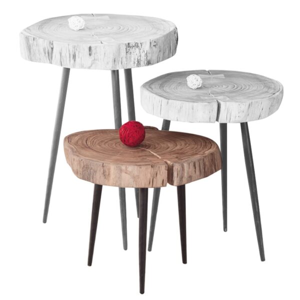 PATEL Τραπεζάκι Σαλονιού Καθιστικού, Μέταλλο Βαφή Μαύρο, Ξύλο Ακακία Φυσικό +/-33x32x30cm - Image 9