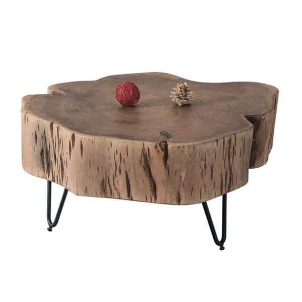 DUNNO Τραπεζάκι Σαλονιού Καθιστικού, Μέταλλο Βαφή Μαύρο, Ξύλο Ακακία Φυσικό 58x56x30cm - Image 6