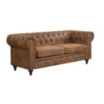CHESTERFIELD York Kαναπές 3Θέσιος Σαλονιού - Καθιστικού, Ύφασμα Απόχρωση Καφέ Camel 190x82x77cm - Image 8
