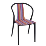 VISION Καρέκλα Στοιβαζόμενη, Ύφασμα Ριγέ, PP Μαύρο 57x53x89cm - Image 8