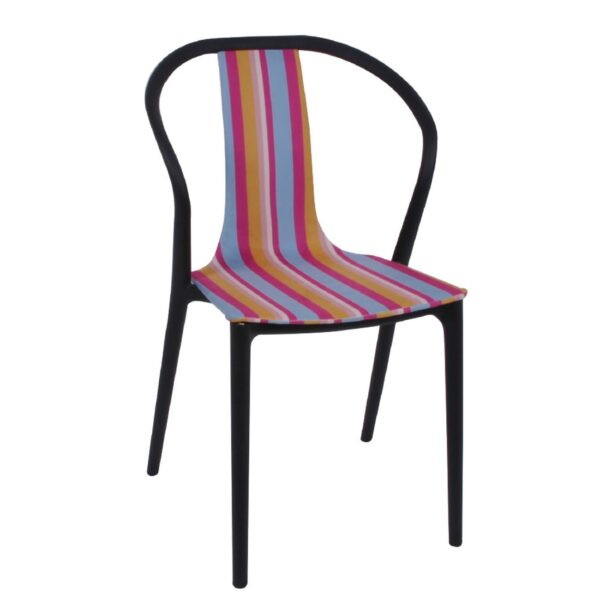 VISION Καρέκλα Στοιβαζόμενη, Ύφασμα Ριγέ, PP Μαύρο 57x53x89cm - Image 8