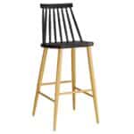 LAVIDA Σκαμπό BAR με Πλάτη, Μέταλλο Βαφή Φυσικό, PP Μαύρο 43x49x76/107cm - Image 8