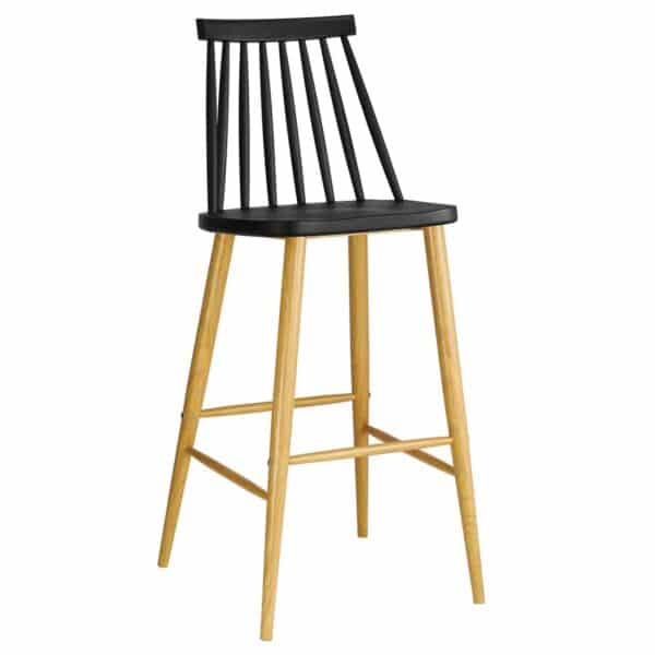 LAVIDA Σκαμπό BAR με Πλάτη, Μέταλλο Βαφή Φυσικό, PP Μαύρο 43x49x76/107cm - Image 8