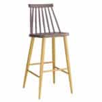 LAVIDA Σκαμπό BAR με Πλάτη, Μέταλλο Βαφή Φυσικό, PP Απόχρωση Sand Beige 43x49x76/107cm - Image 8