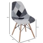 ART Wood Καρέκλα Τραπεζαρίας, Πόδια Οξιά, Κάθισμα PP με Ύφασμα Patchwork Black & White 47x52x84cm - Image 12