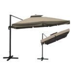 ΟΜΠΡΕΛΑ Τηλεσκοπική HANGING Αλουμίνιο Ανθρακί,Ύφασμα Μπεζ, Βάση Μεταλλο, Βαρέως Τύπου 3x3m (H 2,8m) - Image 6