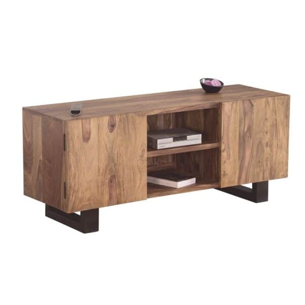 NELSON 'Επιπλο TV Μέταλλο Βαφή Μαύρο, Ξύλο Ακακία Φυσικό 130x43x58cm - Image 5